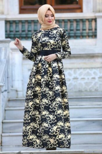 لباس بلند – لباس مجلسی زنانه نوا استایل Neva Style با کد MGR-82458|00001_Siyah